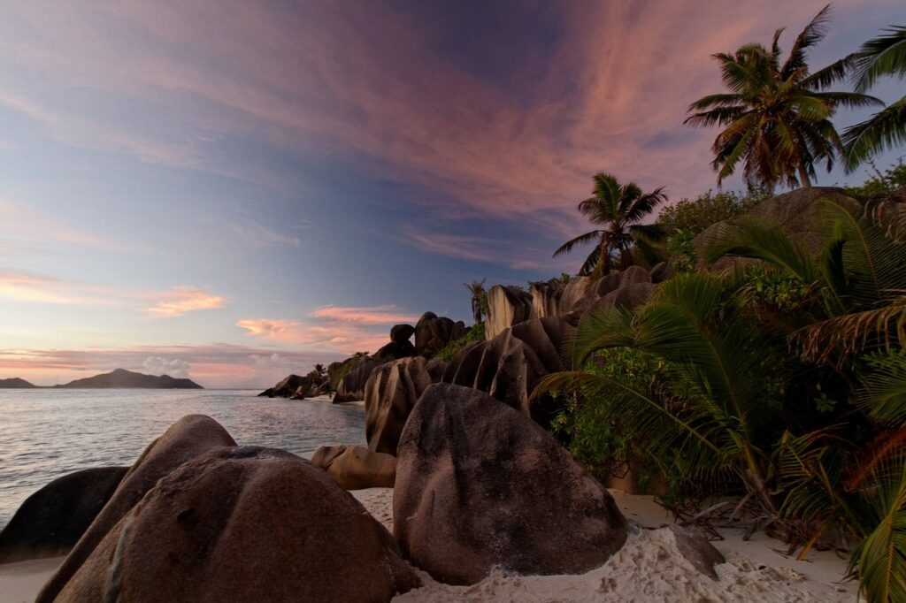 A scenic view of Grande Anse La Digue, Seychelles